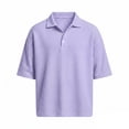 thumbnail image 3 of CHENHANN Men’s Polo Shirts Short Sleeve Button Down Waffle Shirts Slim Fit Purple Golf Shirts, 3 of 3