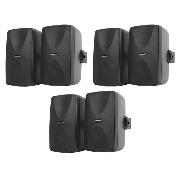 (6) Rockville WET-7020B Black 70V 5.25" Commercial Indoor/Outdoor Wall Speakers