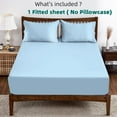 thumbnail image 6 of Bamboo Viscose Fitted Sheet 1 Pack Twin Size Only,400 Thread Count,8-16" Deep Pocket,Bottom Sheet Colorfast Soft & Silky & Breathable(1 Fitted Sheet Only, Sky Blue, Twin), 6 of 8