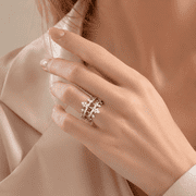 Adjustable Red CZ Crown Ring for Women, Silver Tone Copper Open Band Ring