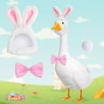 thumbnail image 3 of Easter Bunny Porch Goose Outfits for Cement Goose 23"/ 17" Lawn Goose Statue Clothes Bunny Ear Hat and Bow Tie Tail Easter Goose for Easter Party Yard Outdoor, 3 of 9