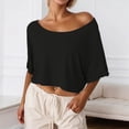 thumbnail image 5 of Off Shoulder T Shirts for Women 2026 Summer Short Sleeve One Shoulder Casual Cropped Tshirt Going out Tops Streetwear, 5 of 6