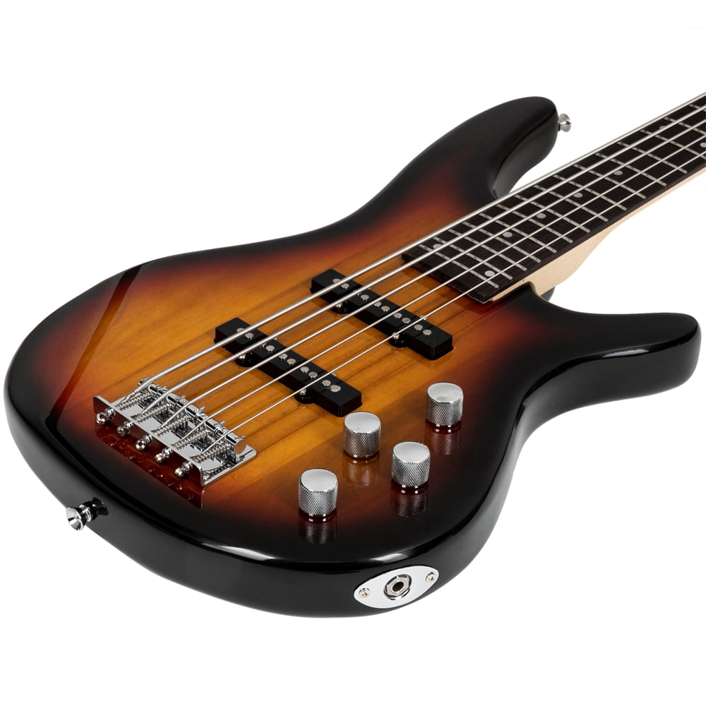 Topcobe Exquisite GIB Electric 5 String Bass Guitar Full Size with Bag & Strap & Pick & Connector & Wrench Tool