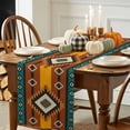 thumbnail image 3 of Aztec Tribe Cotton Linen Table Runner, Washable Table Runners for Kitchen, Dining Room, Holiday, Home Party Table Decor, 13x72 Inches, 3 of 9