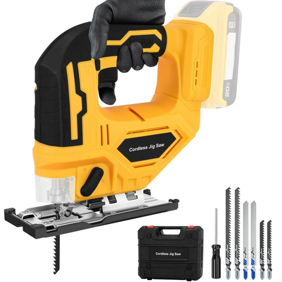 Jig Saw for Dewalt 18V/20V Max Battery, Cordless Jigsaw Tool Brushless Motor, Up To 2900 RPM, 45 Degree Beveled Cuts, LED Light for 4 Curve Cuttings, Plastic B