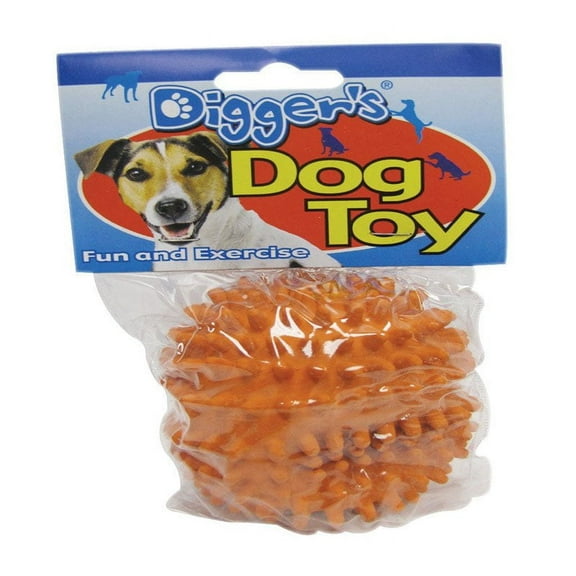 Boss Pet Digger's Orange Latex Needle Ball Ball Dog Toy Medium 1 pk