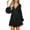 Black, variant on Women's Lace V-Neck Long Sleeve Mini Dress with Buttoned Tied Details Lined for Comfort 95% Polyester 5% Spandex