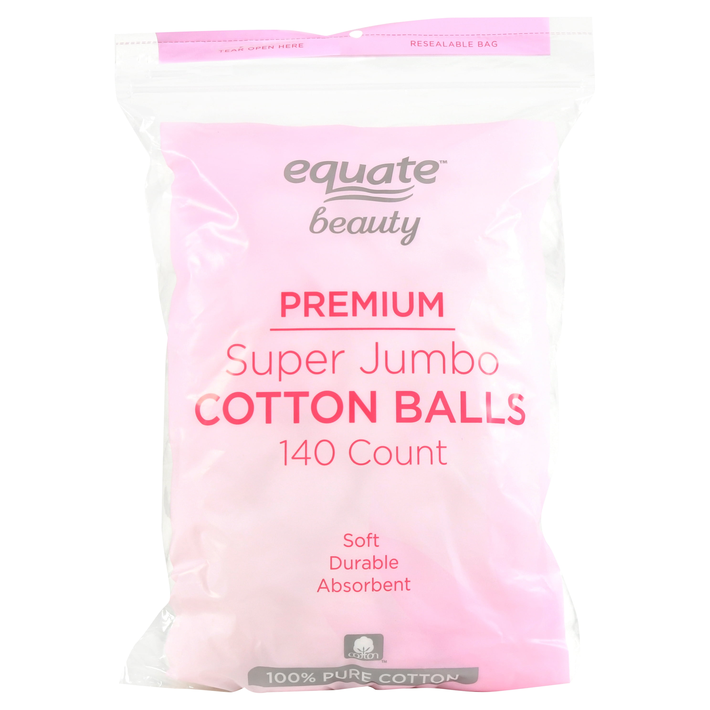 (2 Pack) Equate Premium Super Jumbo Cotton Balls, 140 Ct