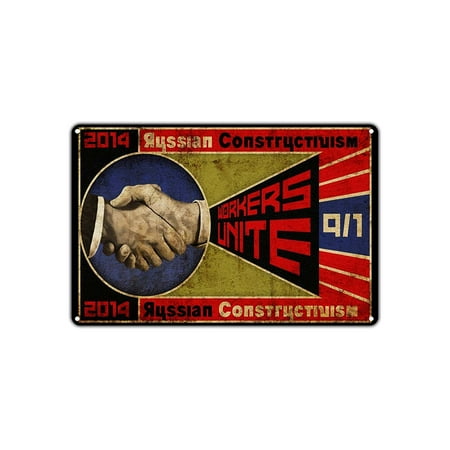 Wall Unites 2014 Russian Constructiuism Workers Unite Vintage Retro Metal Wall Decor Art Shop Man Cave Bar Aluminum 8