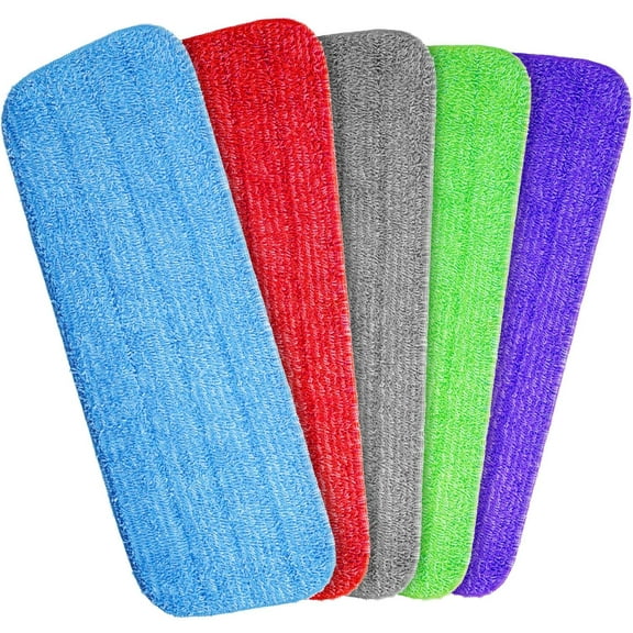 5 Pcs Replacement Microfiber Pad for Universal Commercial 16.5 Inch Mop Head,Flat Mop Head,Heavy Duty,Wet & Dry Commercial Cleaning Refills Reusable Mop Refills Fit for Most Flat Mop System