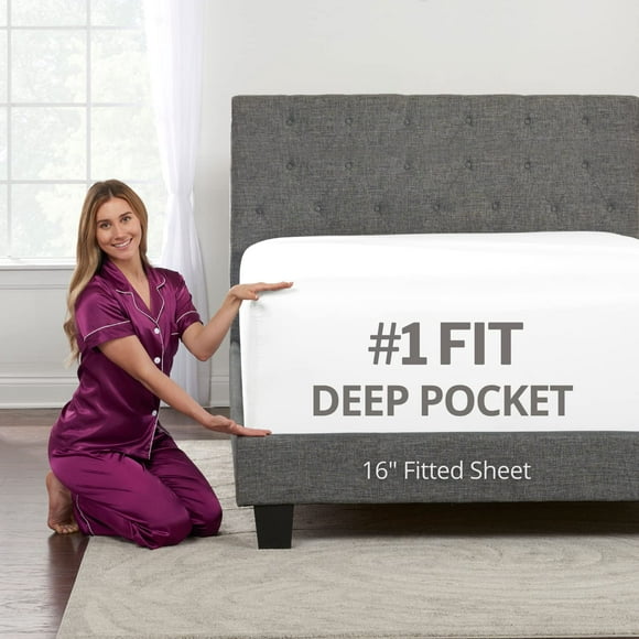 DeaLuxe California King Fitted Sheet Only-Real 16in Deep Pocket Fitted Sheet - Best Fit for 14in-18in Deep Pocket Mattresses - Soft Easy Care Bottom Fitted Bed Sheets Only- Cal King Size-Bri