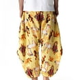 thumbnail image 5 of IROINNID Men's Harem Pants Print Retro Mid Waist Bloomers Pants Crotch Trousers Comfort Waist Pants, 5 of 9