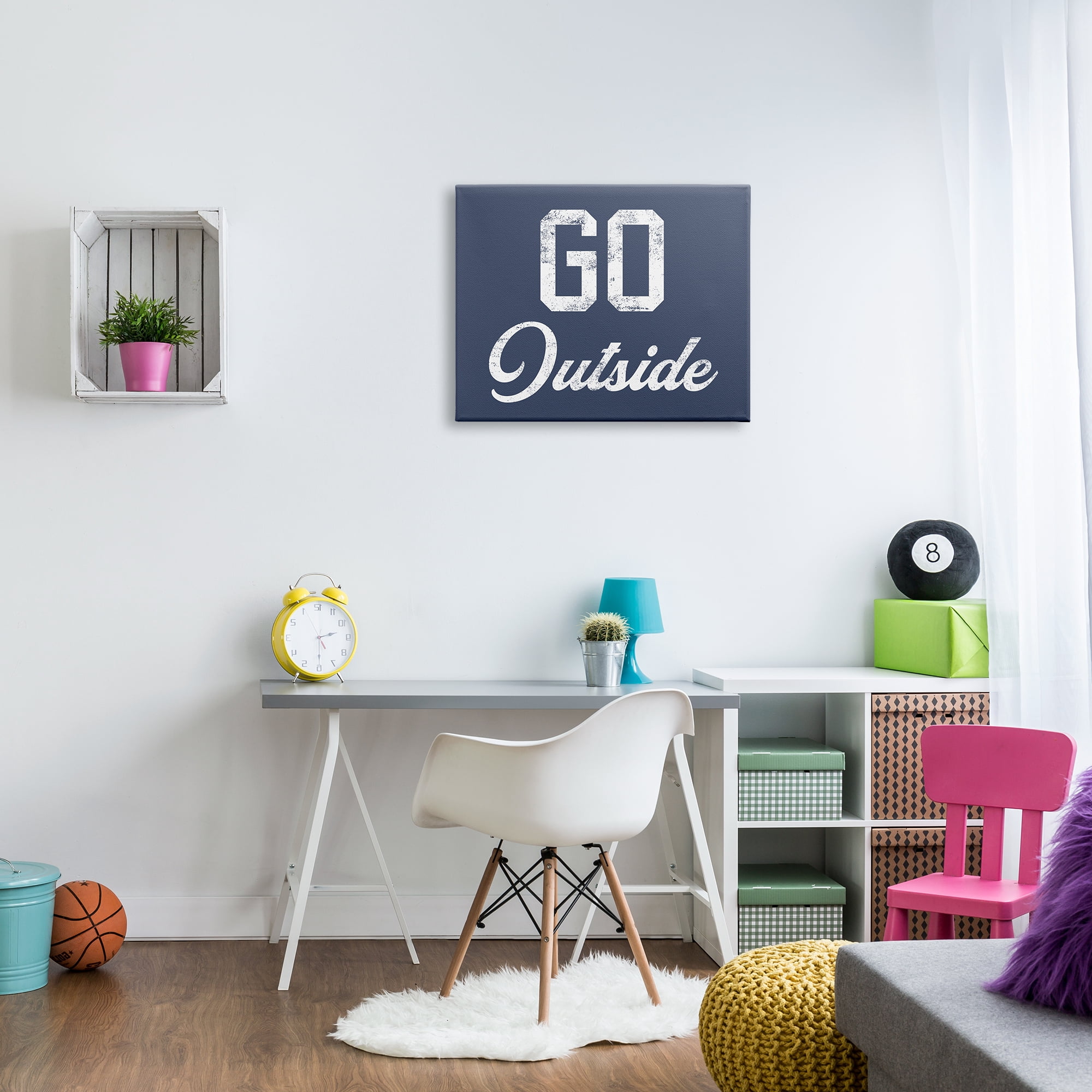 Stupell Industries Go Outside Kids Vintage Text Phrase Design Graphic Art Gallery Wrapped Canvas Print Wall Art, Design by Daphne Polselli