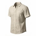 thumbnail image 2 of Avirosel Men's Cotton Short Sleeve Hawaiian Shirt Casual Loose Button Down Summer Beach Shirts with Pocket Khaki, 2 of 6