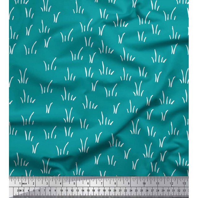 Soimoi Green Modal Satin Fabric Brush Stroke Abstract Print Sewing Fabric Yard 42 Inch Wide