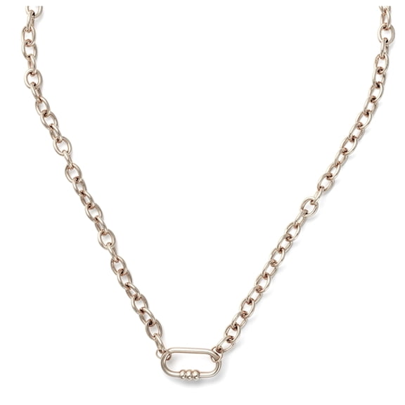 Carabiner Charm Holder Necklace for Women by Ginger Lyne O Chain Silver Stainless Steel 18-20"