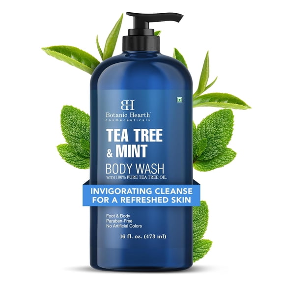Botanic Hearth Tea Tree & Mint Body Wash, 16 fl oz | Moisturizing, Soothing, Deep Hydration, Promotes Healthy Skin | Ethically Sourced, Sulfate & Paraben Free