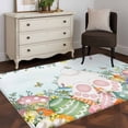 thumbnail image 4 of Cute Easter Bunny Area Rugs Collection 2.7'x5', Eucalyptus Leaves Colorful Eggs Teal Non Slip Indoor Rectangle Throw Runner Rug Floor Mat Carpet for Living Room Dining Table Bedroom Nursery, 4 of 9