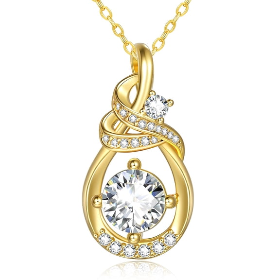 Elegant Loop Pendant Necklace for Women with Round Stone Accents
