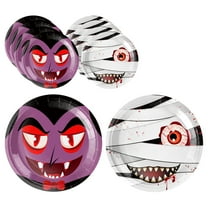 Btomtd Halloween Paper Plates 9" and Napkins Set 10 Count, Themed Disposable Plates for Party Supplies, Spooky Paper Playes for Halloween Events, Multicolor