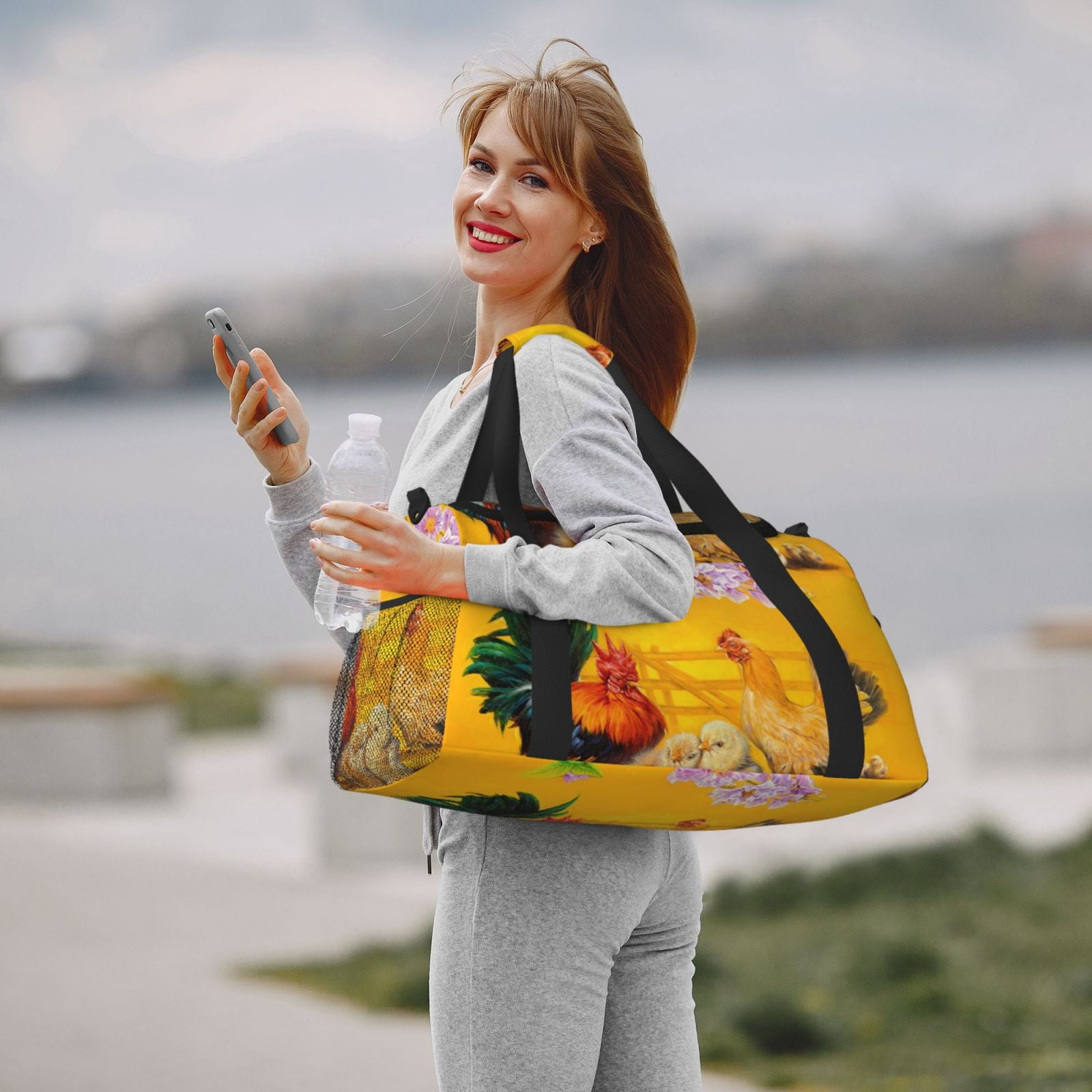 Fuzoiu The Chicken Family Print Travel Duffle Bag,Carry On Tote Bags,Duffel Bag,Sport Gym Bag, Hospital Bag for Labor and Delivery, Overnight Bag,Luggage Bag