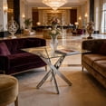 thumbnail image 2 of Noble House Square Dining Table,Glass Dining Table,cross-shaped electroplated iron legs,Chrome, 2 of 10