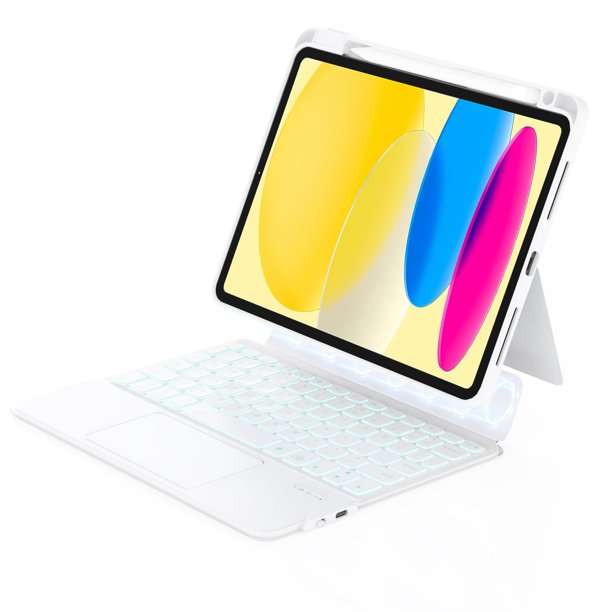 Funda con teclado ZENLU para iPad 10th (2022) 11th (2025) Gen White