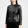 thumbnail image 2 of YYDGH Classical Fall Jackets for Women Plus Size Womens Leather Jacket Faux Motorcycle Biker Coat Lightweight Outwear Coat Black 3XL, 2 of 8