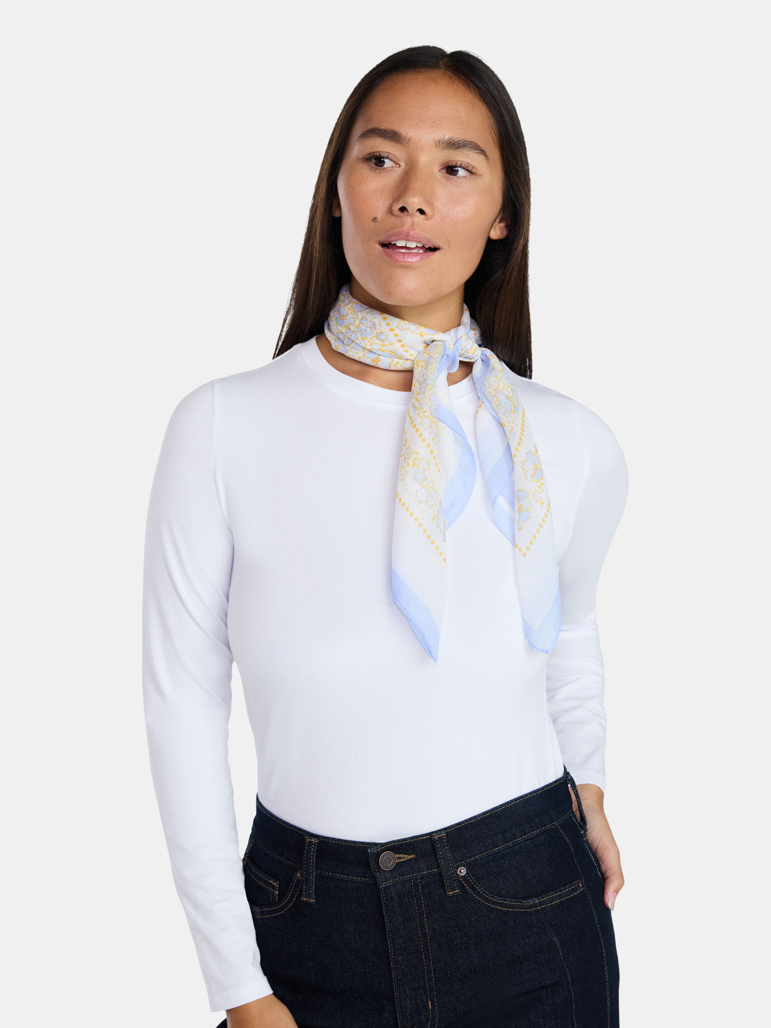 Time and Tru Women's Floral Print Square Scarf with Versatile Style