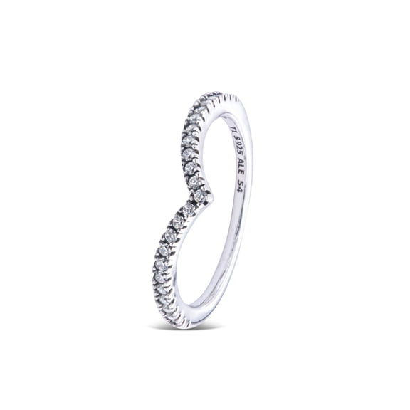 Wishbone ring in sterling silver w/clear CZ Ring sz 58 196316CZ-58