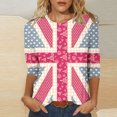 thumbnail image 2 of FAIWAD Femmes 3/4 Manches Blouses Casual Col Rond Imprimés Graphiques Tops Branché Festival Pull Tops, 2 of 5