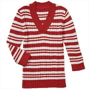 Angle View: Faded Glory - Women's Stripe V-Neck 3/4-Sleeve Sweater