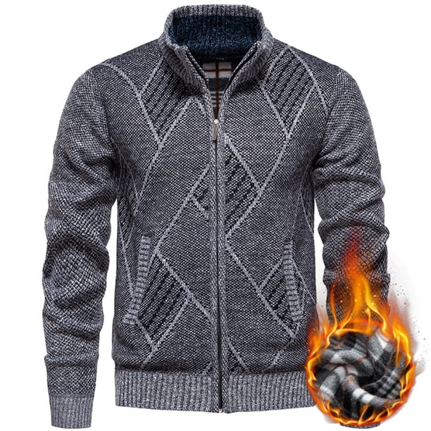 pstuiky camisetas de manga larga para hombre, Suéter de punto de manga larga con cremallera y cuello alto de polar para hombre, estilo informal, a la moda camisetas de hombre l