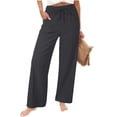 thumbnail image 3 of Women Capri Pants 2026 Summer Linen Cotton Cropped Trouser with Pockets Beach Casual Cruise Fashion Lounge Capris, 3 of 7