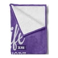 thumbnail image 2 of Wording Soft Flannel Fleece Throw Blanket, Abstract Slogan Composition Stimulating Active Life Carpe Diem Philosophy, Cozy Plush for Indoor and Outdoor Use, 60" x 80", Purple White, by Ambesonne, 2 of 5