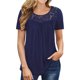 thumbnail image 1 of Qarigey Camiseta de mujer Túnica plisada Top Cuello Manga corta Blusa de encaje de encaje de manga corta Prendas para la parte del cuerpo Azul oscuro XXL, 1 of 5