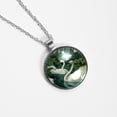 thumbnail image 4 of Swan Glass Circular Pendant Necklace - Stylish Jewelry Statement Piece, 4 of 5