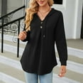 thumbnail image 4 of Christmas! Ohufall Hoodies for Women, Sweatshirt for Women New V-neck Button Drawstring Long Sleeved Loose Tops Sweater, 4 of 4