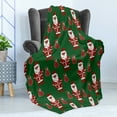 thumbnail image 4 of Geometric Soft Flannel Fleece Throw Blanket, Santa Claus Holding Present Bag on Vibrant Background Happiness, Cozy Plush for Indoor and Outdoor Use, 70" x 90", Green Ruby White, by Ambesonne, 4 of 5