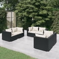 thumbnail image 1 of vidaXL 6 Piece Garden Lounge Set with Cushions Poly Rattan Black, 1 of 3