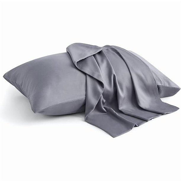 Chenchen King Size Pillow Cases Set of 2, Rayon Derived from Bamboo, Cooling Pillow Cases for Hot Sleepers & Night Sweats, Breathable and Silky Soft Envelope Pillowcases(Grey, 20"x40")