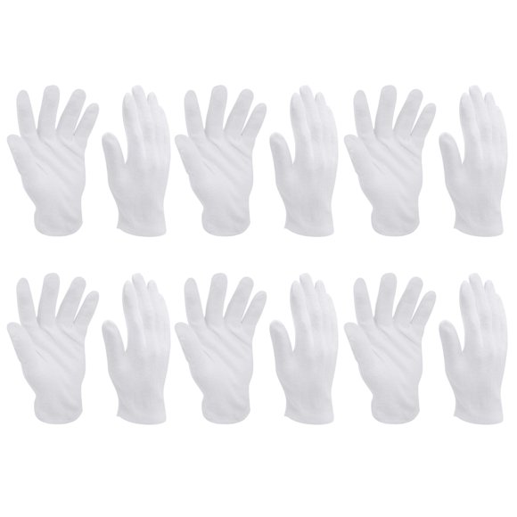 EeaseMX 10 pares de guantes de algodón gruesos y transpirables para trabajo, guantes de trabajo industriales, guantes de etiqueta para fiestas, talla XL (blancos)