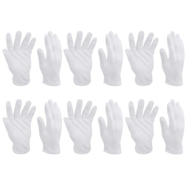 EeaseMX 10 pares de guantes de algodón gruesos y transpirables para trabajo, guantes de trabajo industriales, guantes de etiqueta para fiestas, talla XL (blancos)
