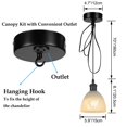 thumbnail image 7 of Kiven Vintage Pendant Light,Black Ceiling Light Plate Light Fixture Canopy with Convenient Outlet, Convert Hardwired to a Plug-In Outlet lighting for Renter and Old House Improvement TB1151, 7 of 7