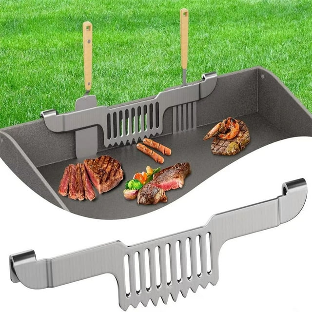 YoGold Grease Gate Spatula Holder For Blackstone Griddle,11.8 Inch Magnetic Design Stainless Steel Grease Trap Grill Food Mesh Screen Block Hold Rack Griddle Accessories for Blackstone sliver