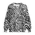 thumbnail image 4 of SCRAWLGOD Zebra Print Black White Women Oversized Crewneck Sweatshirt Long Sleeve Pullover Tops Drop Shoulder Casual Trendy Workout Clothes with Pockets, XXL, 4 of 7