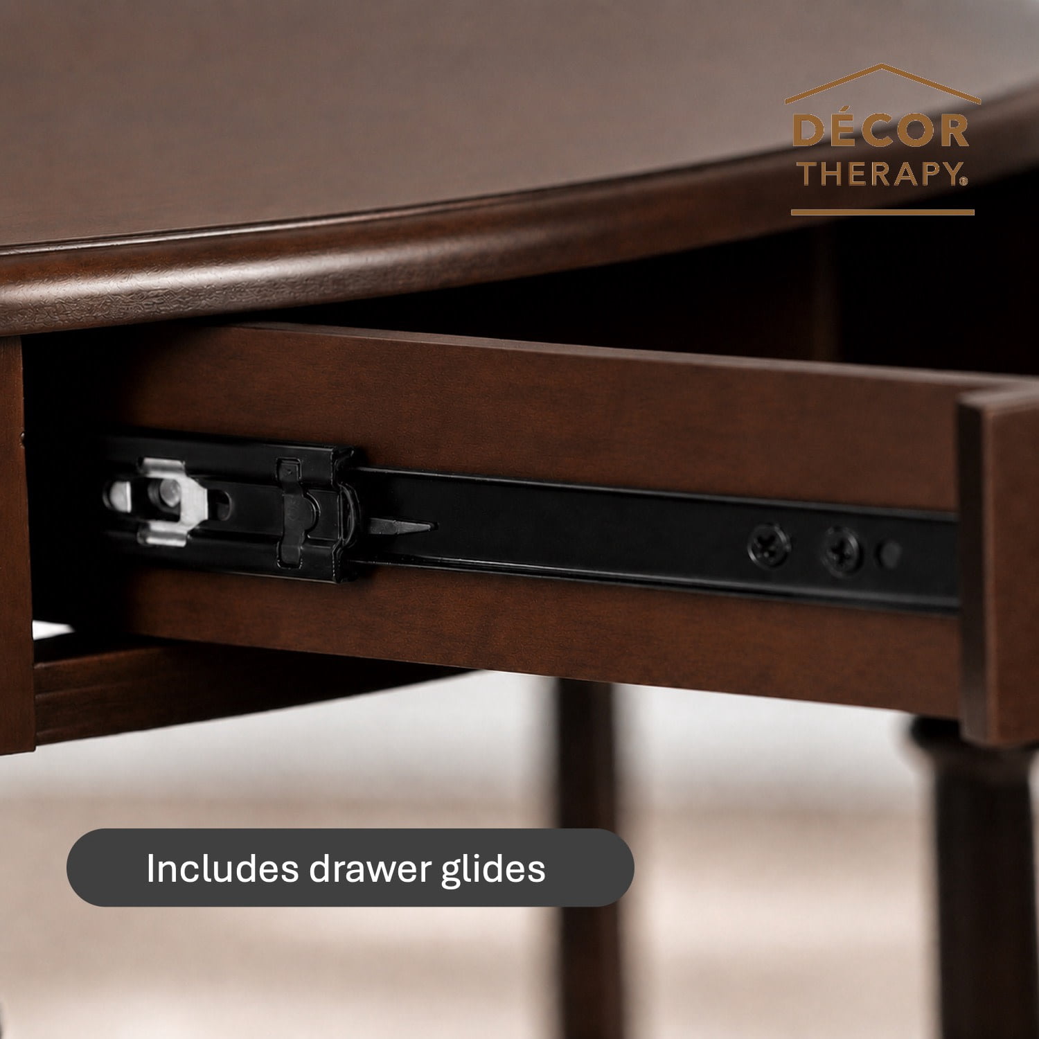 Decor Therapy Truro Half Round Console Table, Traditional Entryway Table with Drawer and Lower Shelf, Classic Hall or Sofa Table for Foyer, Living Room, Walnut