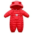 thumbnail image 1 of Baby Boy Girls Winter Bodysuit Jumpsuit Coat Hooded Thick Warm Down Jacket Alternative Coats Outerwear, 1 of 3