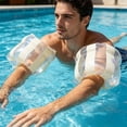 thumbnail image 5 of BingTong Striped Glitter Inflatable Swim Arm Floaties, Transparent Sequins Swimming Arm Bands, Buoyancy Water Float Sleeves for Kids Adults Pool Beach Water Play White, 5 of 7