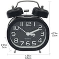 thumbnail image 4 of Svart retro analog väckarklocka kvarts väckarklocka tyst icke-tickande batteridriven dubbelklocka med nattlampa och ljudlarm, 4 of 5